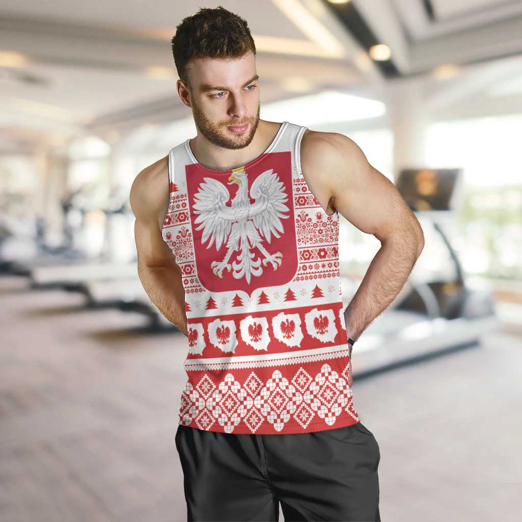 Polish Christmas Men Tank Top - Poland Emblem and Lachy Sadeckie Pattern - Wonder Print Shop