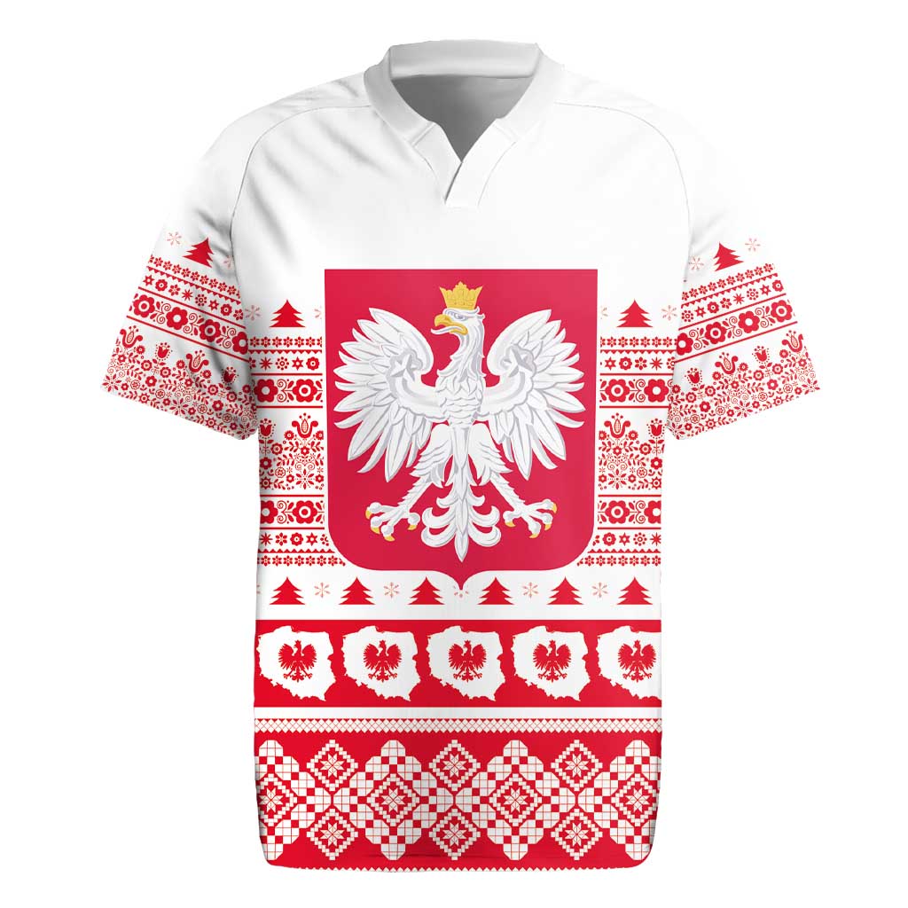 Polish Christmas Rugby Jersey - Poland Emblem and Lachy Sadeckie Pattern - Wonder Print Shop