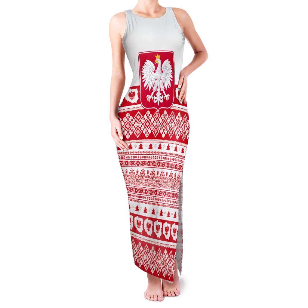 Polish Christmas Tank Maxi Dress - Poland Emblem and Lachy Sadeckie Pattern - Wonder Print Shop