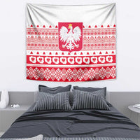 Christmas wall tapestry featuring a Polish eagle crest over repeating red and white motifs