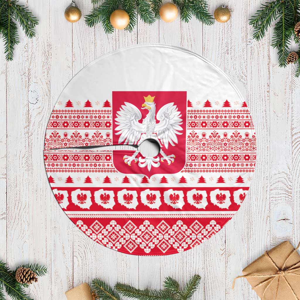 Polish Christmas Tree Skirt - Poland Emblem and Lachy Sadeckie Pattern - Wonder Print Shop