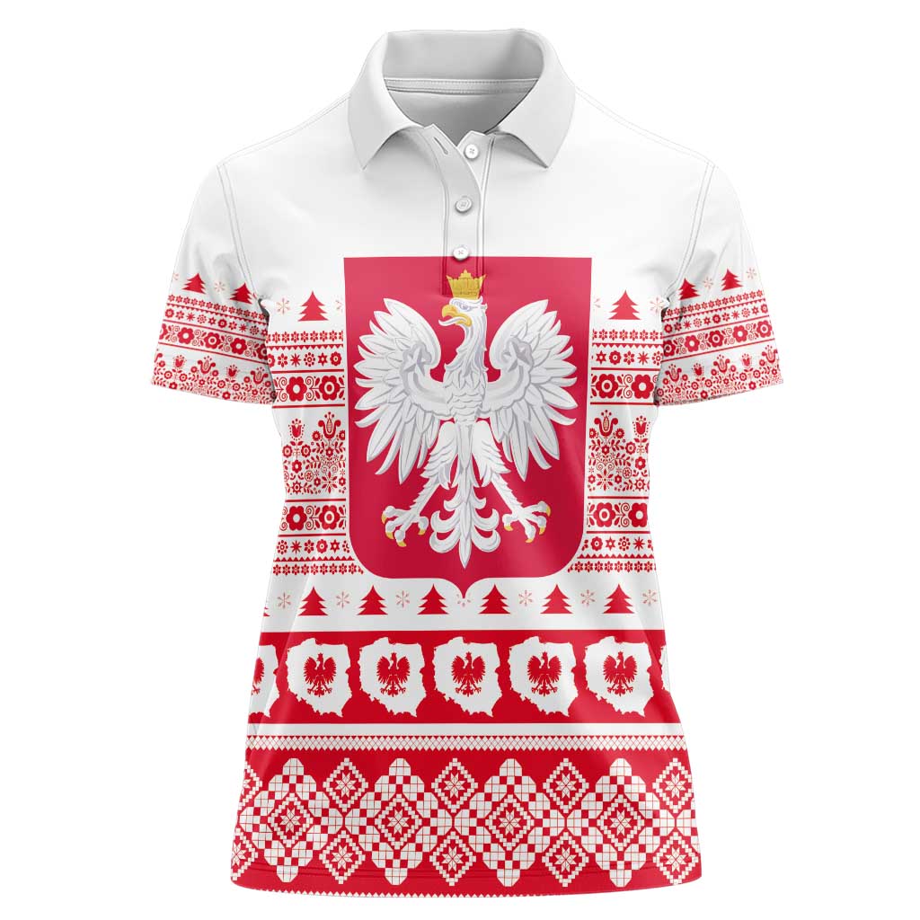 Polish Christmas Women Polo Shirt - Poland Emblem and Lachy Sadeckie Pattern - Wonder Print Shop