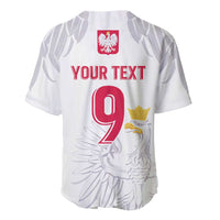 White Poland football jersey back, V-neck; "YOUR TEXT" with large "9" and eagle.