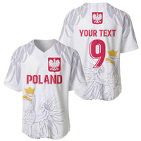 White custom football jersey front and back shown; "POLAND" and "YOUR TEXT 9".