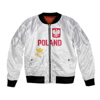 White Polish eagle bomber jacket with full-zip front, ribbed cuffs, crest patch
