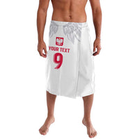 White soccer jersey with red text, Polish crest, and number 9