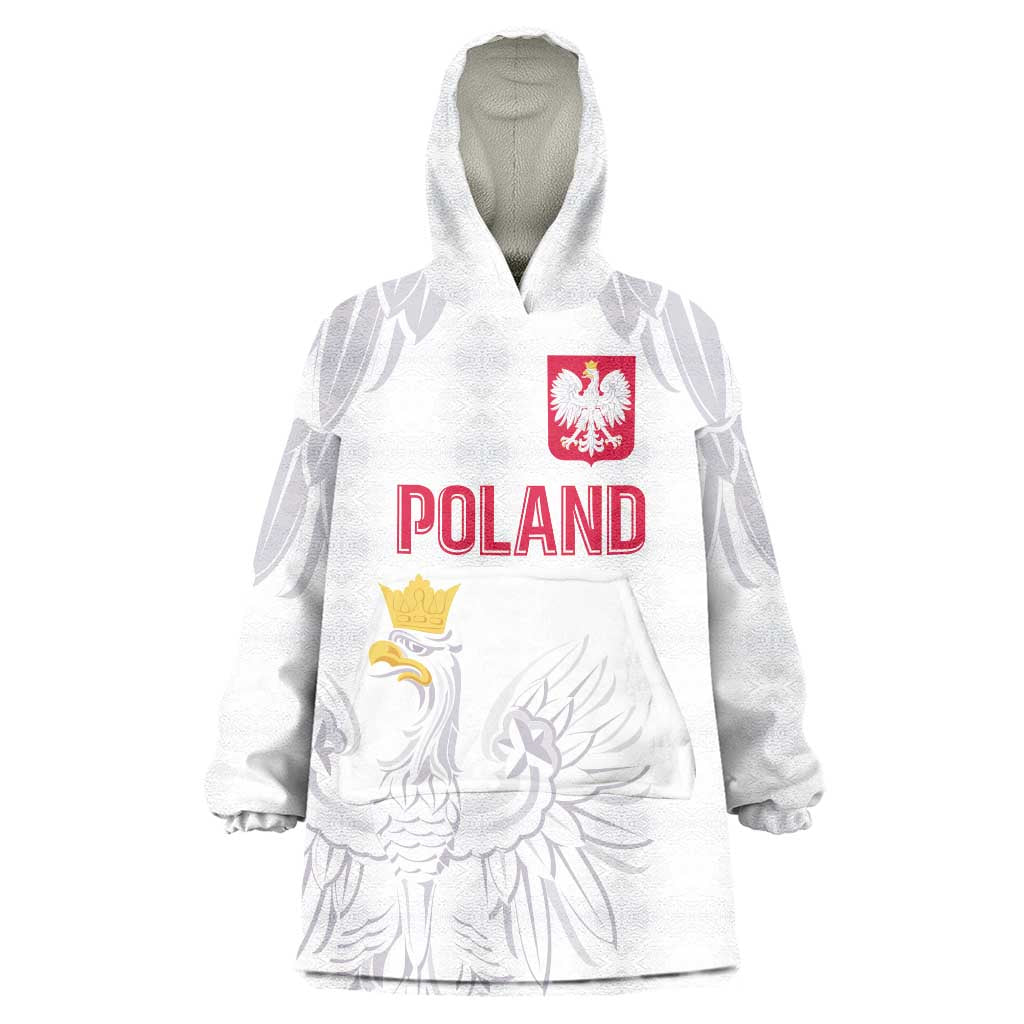 Custom Polish Football Jersey Wearable Blanket Hoodie Polska Eagle Athletic Soccer - Wonder Print Shop