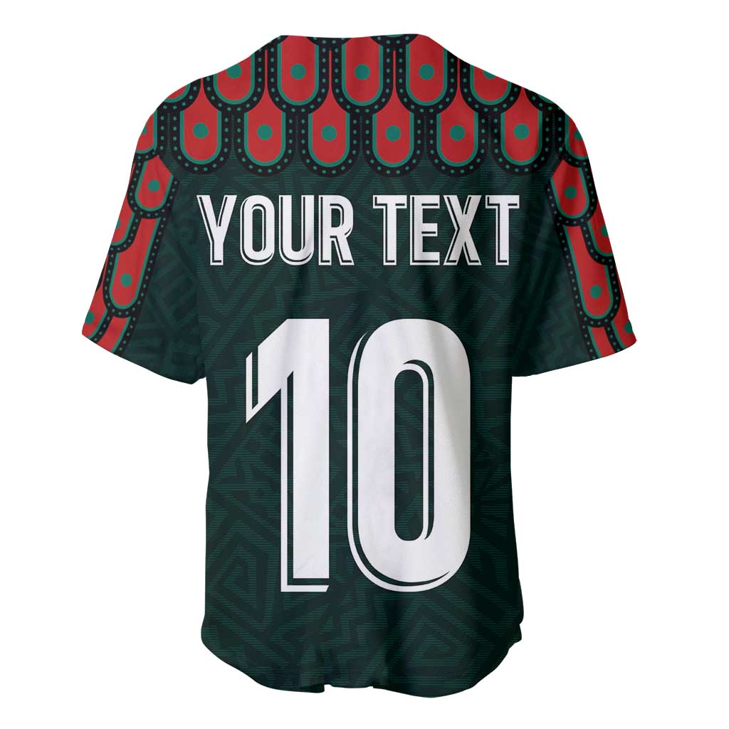 Dark green baseball jersey back with 'YOUR TEXT' and large white number 10