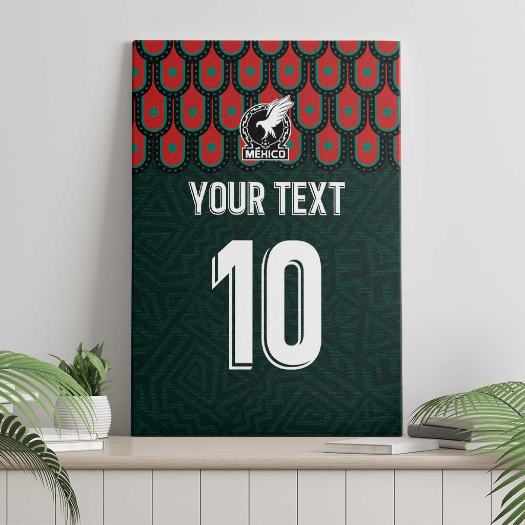 Dark green canvas wall art featuring Mexico crest, “YOUR TEXT”, and number “10”