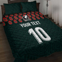 Dark green quilt bed set with Mexico crest and large 10 graphic, quilted comforter