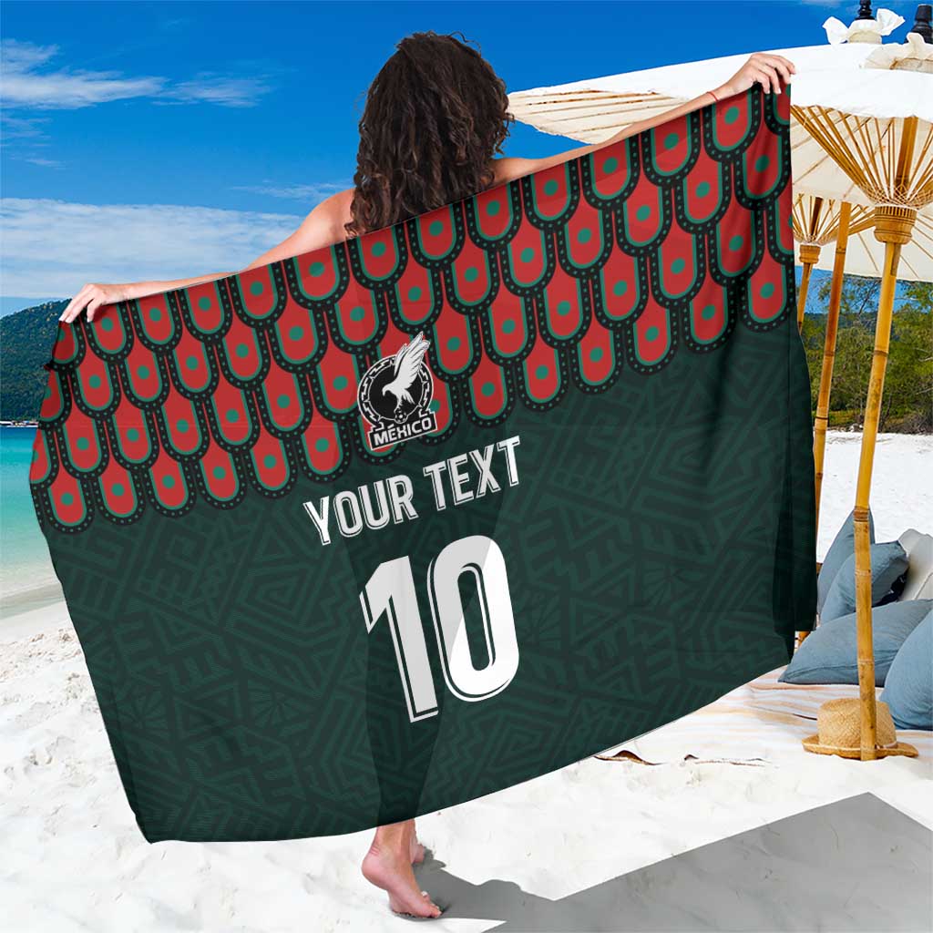 Dark green sarong with red scallop pattern and '10' front print, centered
