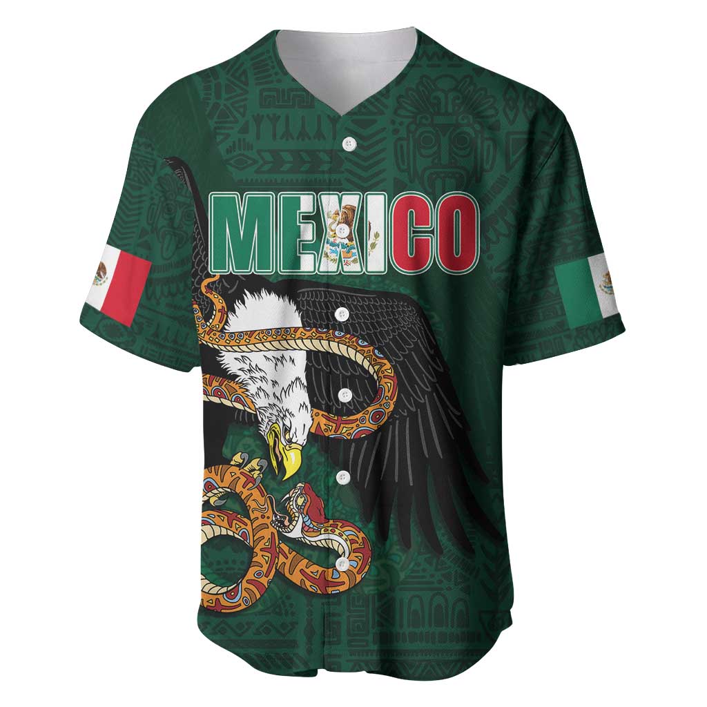 Personalized Mexican Culture Baseball Jersey Aztec Spirit Mexico with Eagle Emblem and Maya Ancient - Wonder Print Shop