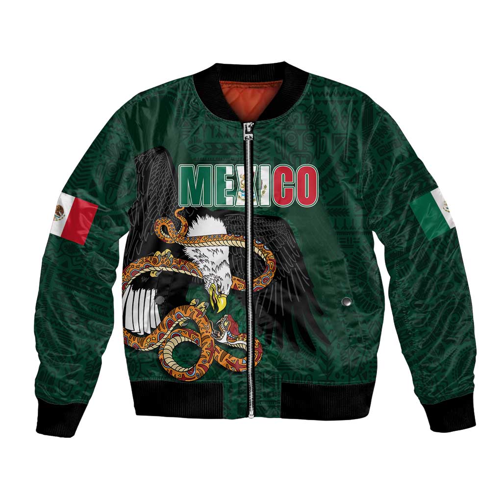 Personalized Mexican Culture Bomber Jacket Aztec Spirit Mexico with Eagle Emblem and Maya Ancient