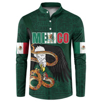 Green long-sleeve button sweatshirt with eagle graphic and large MEXICO print