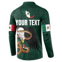 Green long-sleeve button sweatshirt with eagle graphic and YOUR TEXT on back