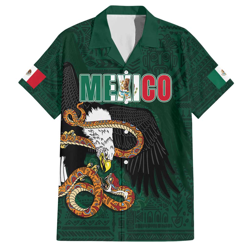 Personalized Mexican Culture Hawaiian Shirt Aztec Spirit Mexico with Eagle Emblem and Maya Ancient