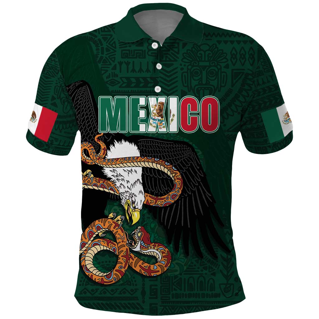 Personalized Mexican Culture Polo Shirt Aztec Spirit Mexico with Eagle Emblem and Maya Ancient