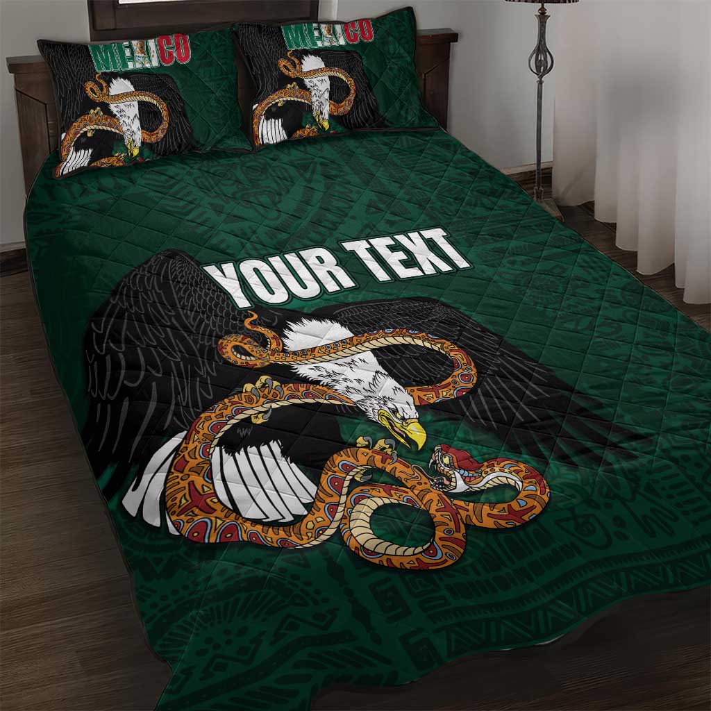 Personalized Mexican Culture Quilt Bed Set Aztec Spirit Mexico with Eagle Emblem and Maya Ancient - Wonder Print Shop