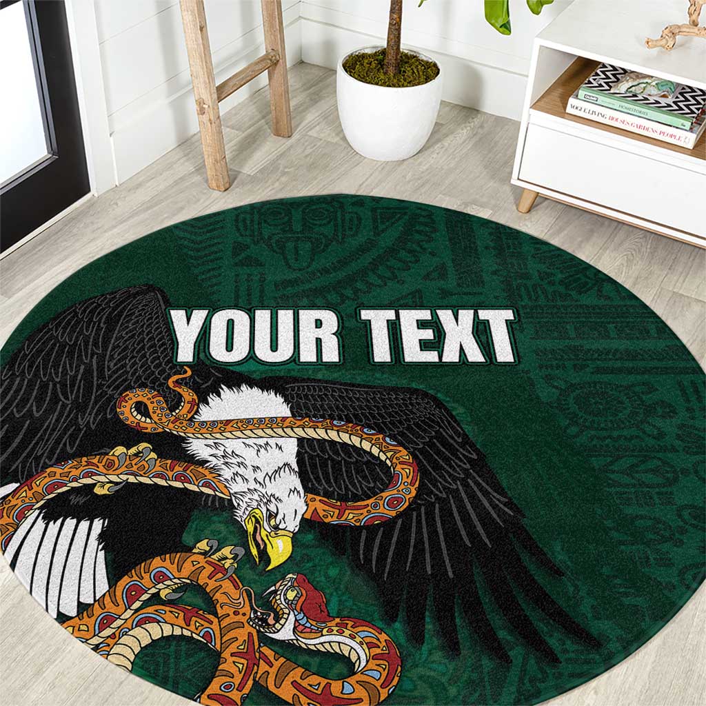 Personalized Mexican Culture Round Carpet Aztec Spirit Mexico with Eagle Emblem and Maya Ancient