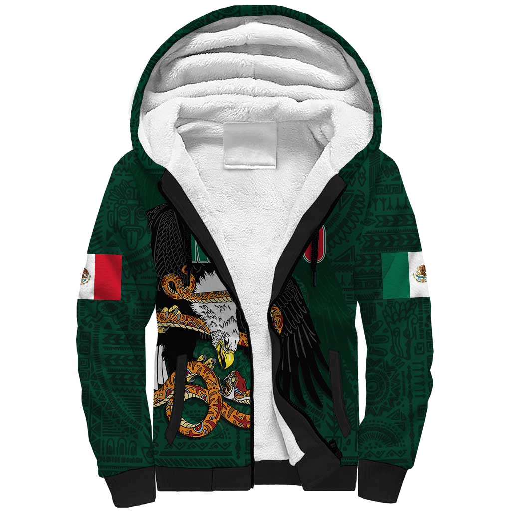 Personalized Mexican Culture Sherpa Hoodie Aztec Spirit Mexico with Eagle Emblem and Maya Ancient