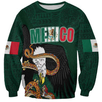 Green sweatshirt with eagle graphic and Mexico text, long sleeves