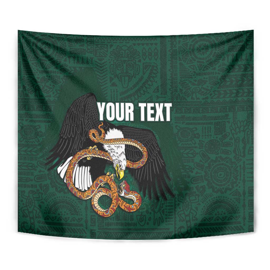 Green tapestry with eagle emblem and custom text, full front view