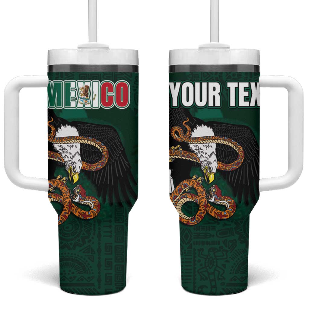 Personalized Mexican Culture Tumbler With Handle Aztec Spirit Mexico with Eagle Emblem and Maya Ancient