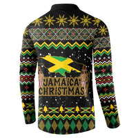 Black button sweatshirt back print with Jamaica map flag over Jamaica Christmas text