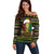 Jamaican Christmas Off Shoulder Sweater - Rastafarian Lion with Xmas Elements Reggae Style - Wonder Print Shop