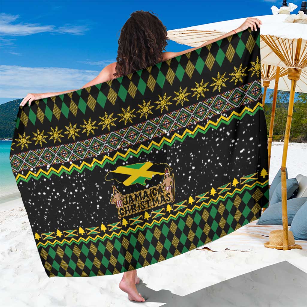 Jamaican Christmas Sarong - Rastafarian Lion with Xmas Elements Reggae Style