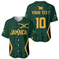 Green cricket jersey set: front JAMAICA, back YOUR TEXT 10, gold trim