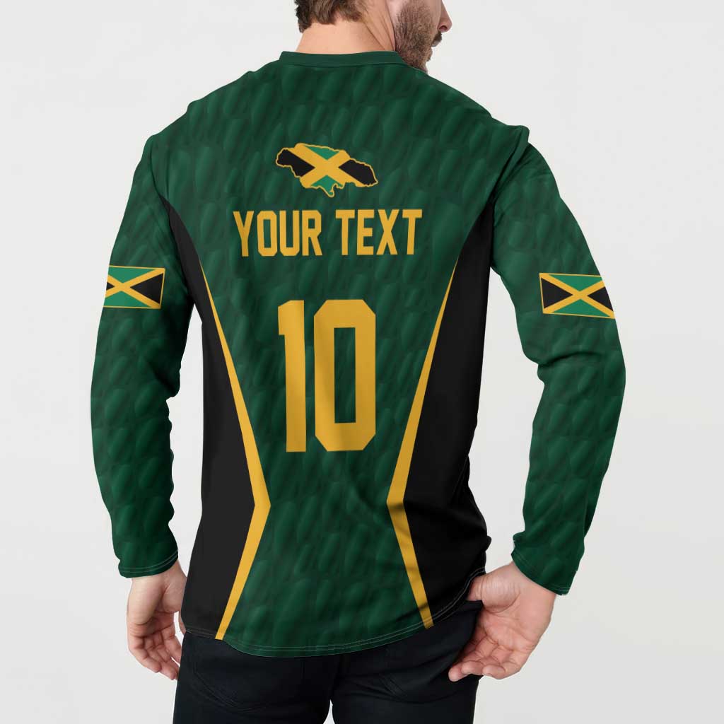 Green cricket jersey back on model with 'YOUR TEXT' and number 10