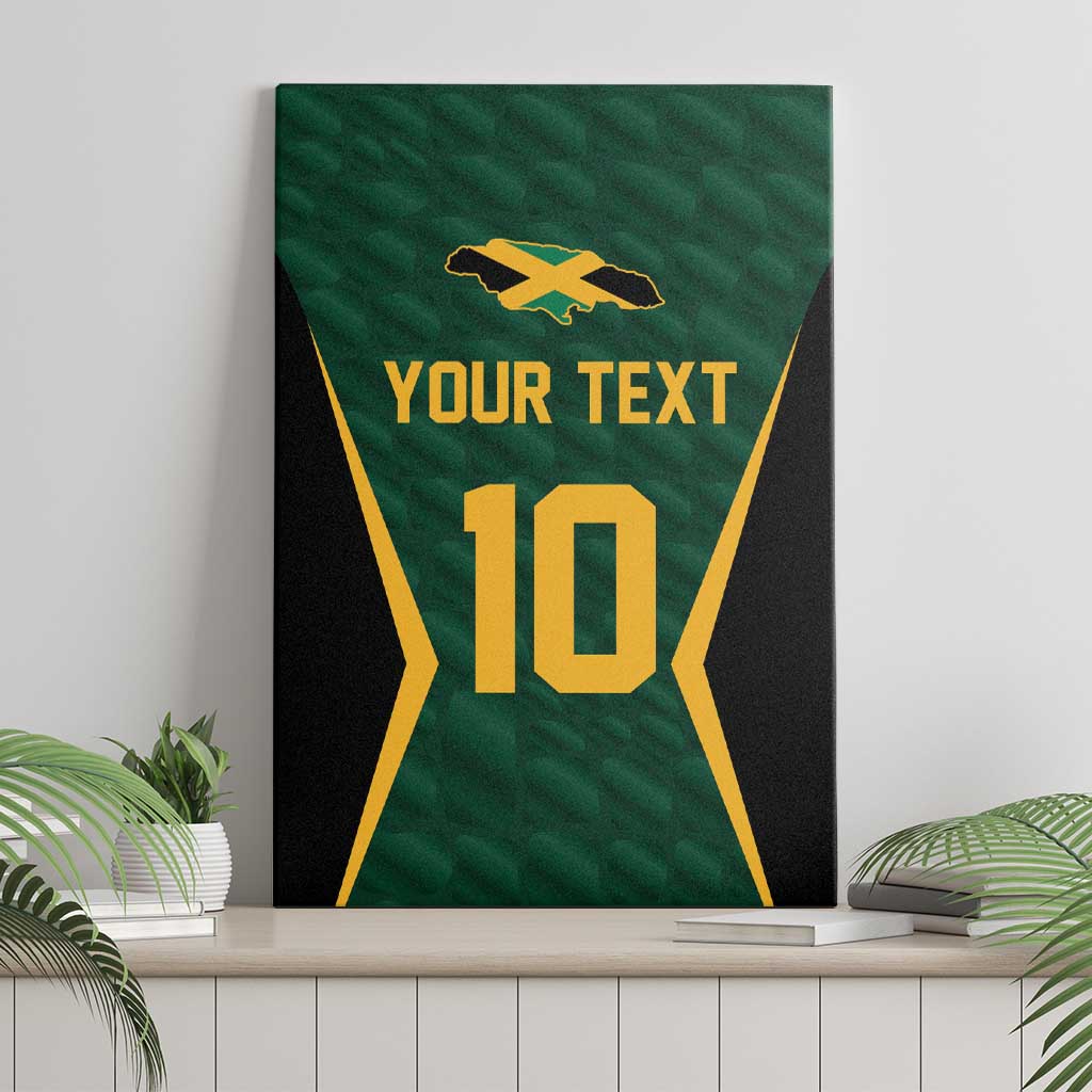 Green cricket-style canvas wall art showing “YOUR TEXT” and large “10” with yellow icon.