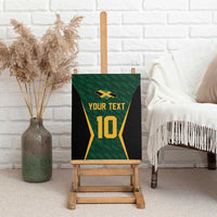 Green cricket-style canvas wall art on easel with “YOUR TEXT” and “10” graphic.