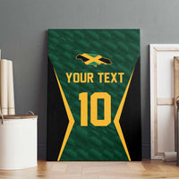 Green cricket-style canvas wall art with “YOUR TEXT”, yellow cricket player icon, and “10”.