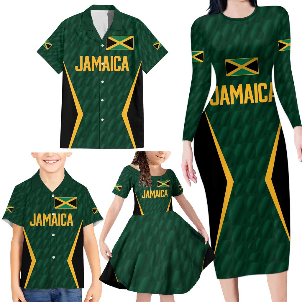 Custom Jamaican Cricket Jersey Special Edition 2024 Family Matching Long Sleeve Bodycon Dress and Hawaiian Shirt