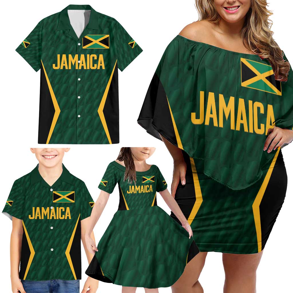 Custom Jamaican Cricket Jersey Special Edition 2024 Family Matching Off Shoulder Short Dress and Hawaiian Shirt