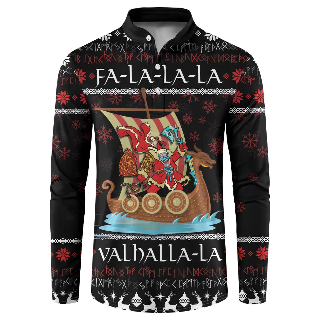 Vikings Christmas Button Sweatshirt Santa Warrior on The Viking Ship with Xmas and Snowflake Pattern - Wonder Print Shop