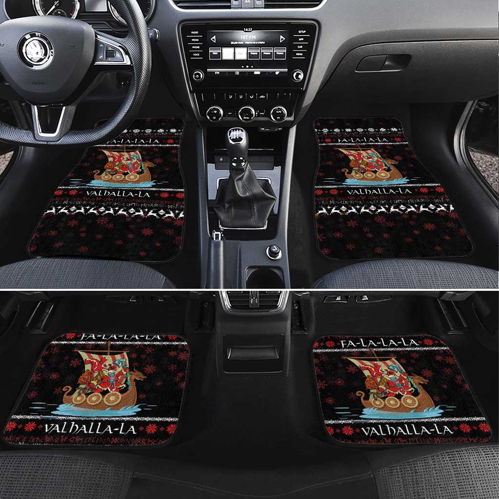 Vikings Christmas Car Mats Santa Warrior on The Viking Ship with Xmas and Snowflake Pattern - Wonder Print Shop