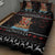 Vikings Christmas Quilt Bed Set Santa Warrior on The Viking Ship with Xmas and Snowflake Pattern