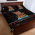 Vikings Christmas Quilt Bed Set Santa Warrior on The Viking Ship with Xmas and Snowflake Pattern