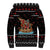 Vikings Christmas Sherpa Hoodie Santa Warrior on The Viking Ship with Xmas and Snowflake Pattern