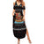 Vikings Christmas Summer Maxi Dress Santa Warrior on The Viking Ship with Xmas and Snowflake Pattern