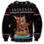 Vikings Christmas Sweatshirt Santa Warrior on The Viking Ship with Xmas and Snowflake Pattern