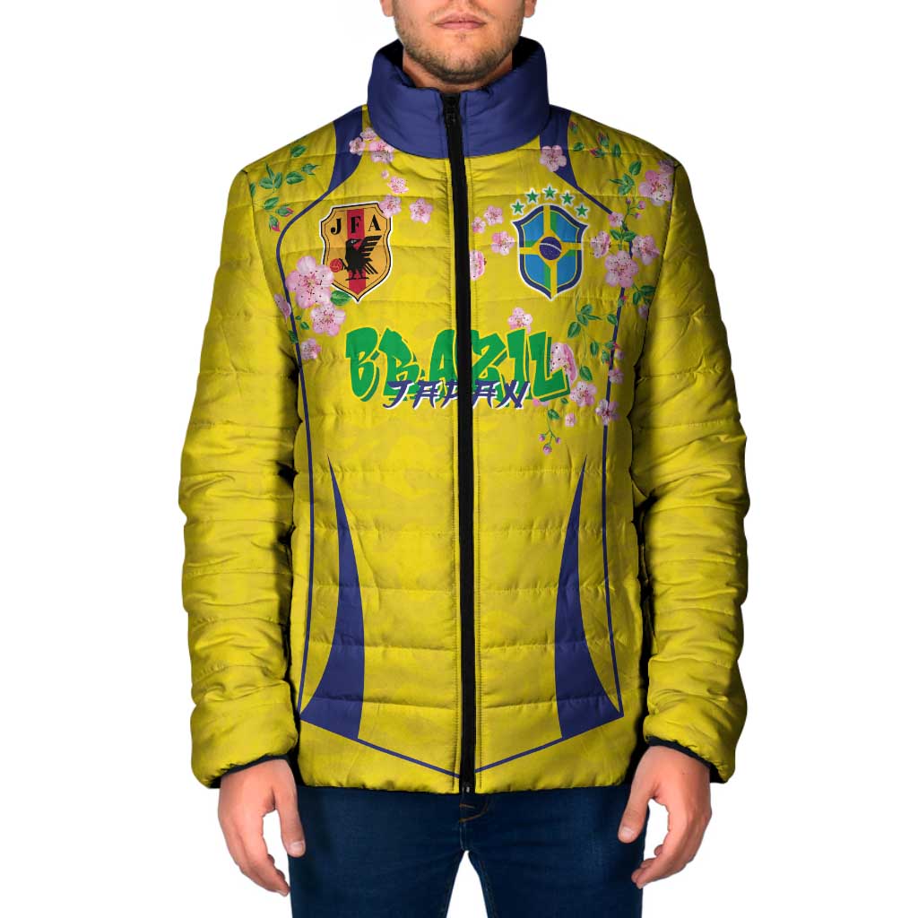 Custom Brazil Mashup Japan Football Cultural Padded Jacket - Wonder Print Shop