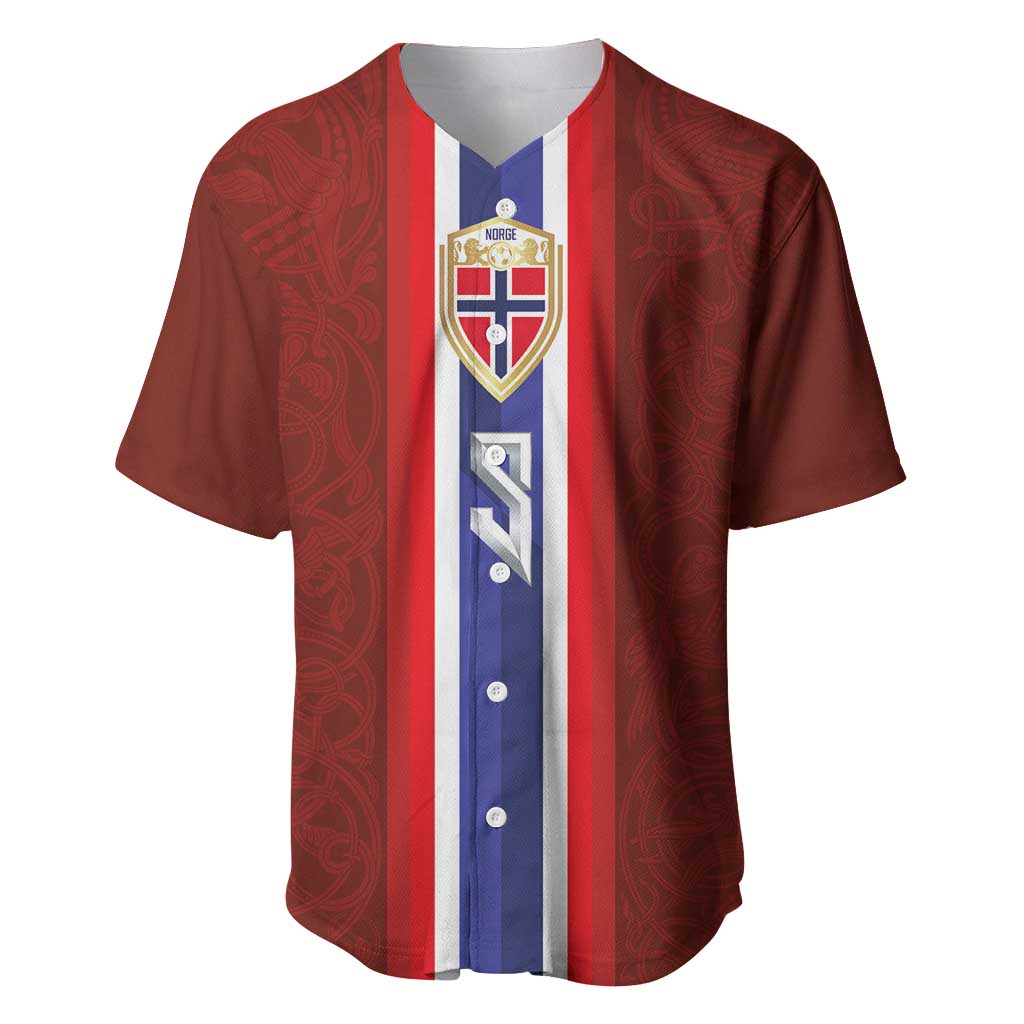 Custom Norwegian Football Baseball Jersey Norse Inspired Red Color - Wonder Print Shop