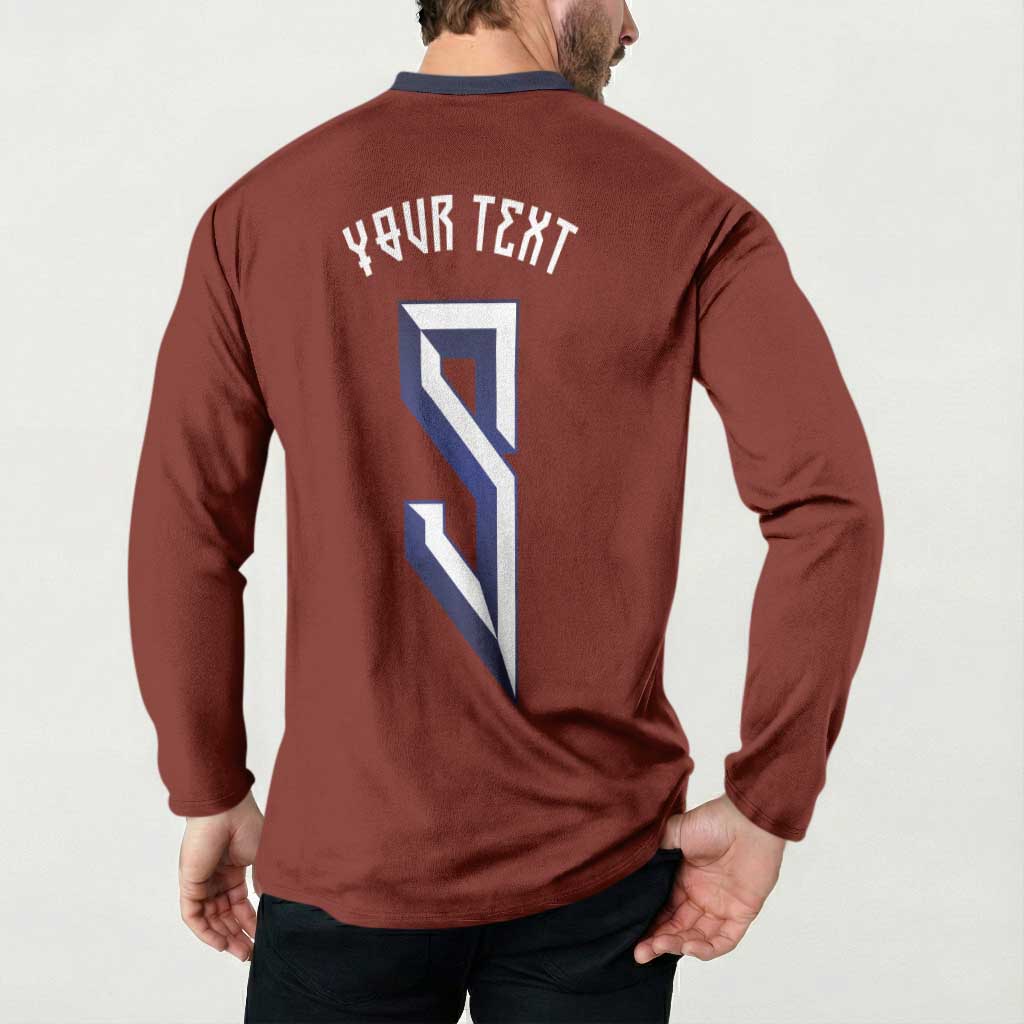 Custom Norwegian Football Button Sweatshirt Norse Inspired Red Color - Wonder Print Shop