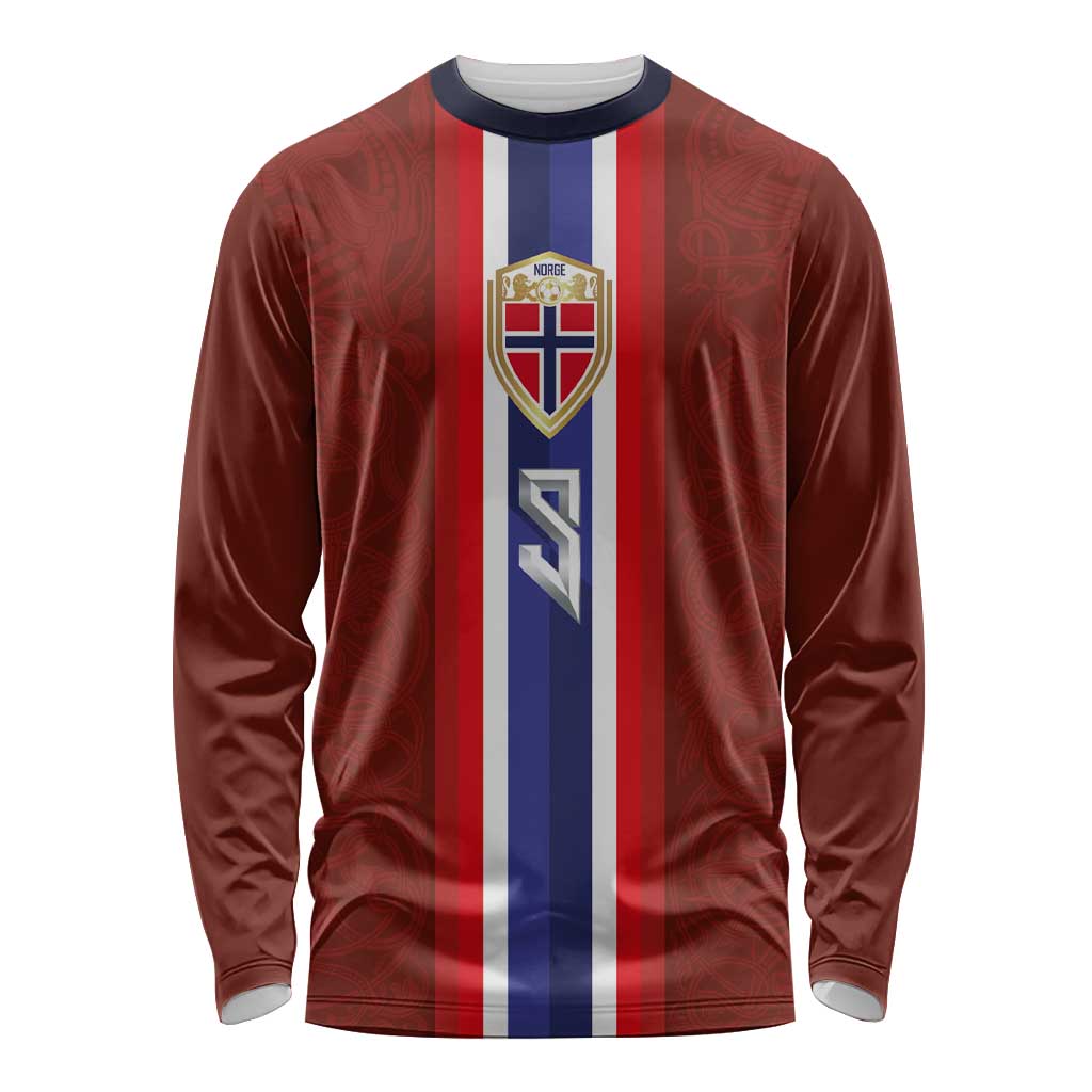 Custom Norwegian Football Long Sleeve Shirt Norse Inspired Red Color - Wonder Print Shop