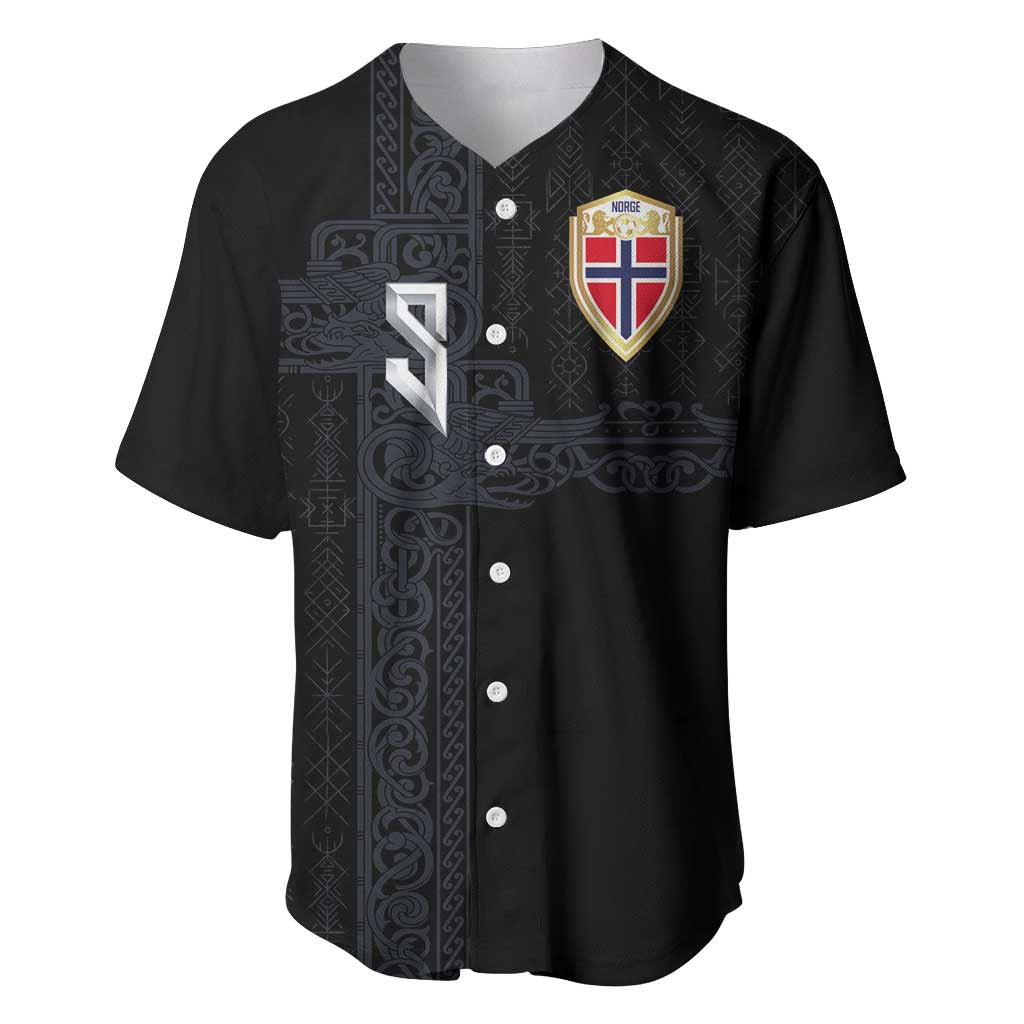 Custom Norwegian Football Baseball Jersey Norse Inspired Black Color - Wonder Print Shop