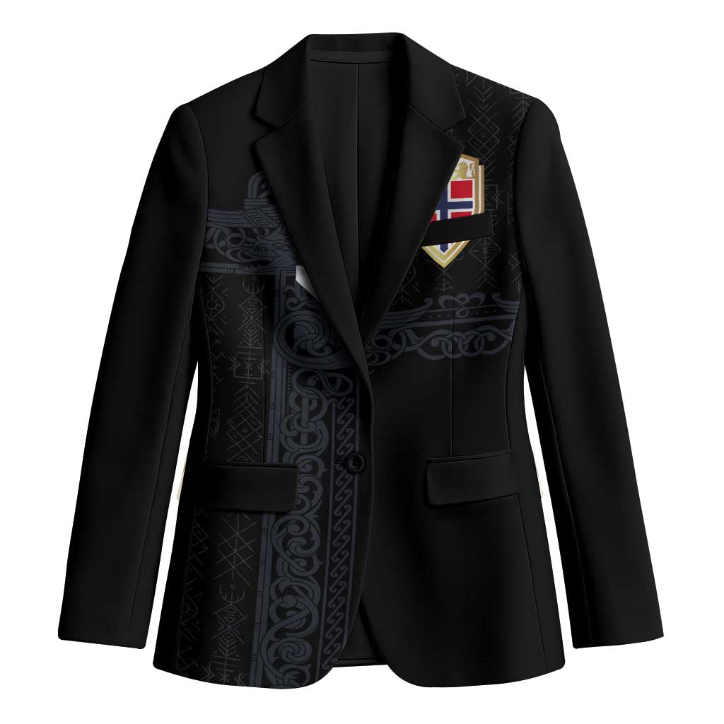 Custom Norwegian Football Blazer Norse Inspired Black Color - Wonder Print Shop
